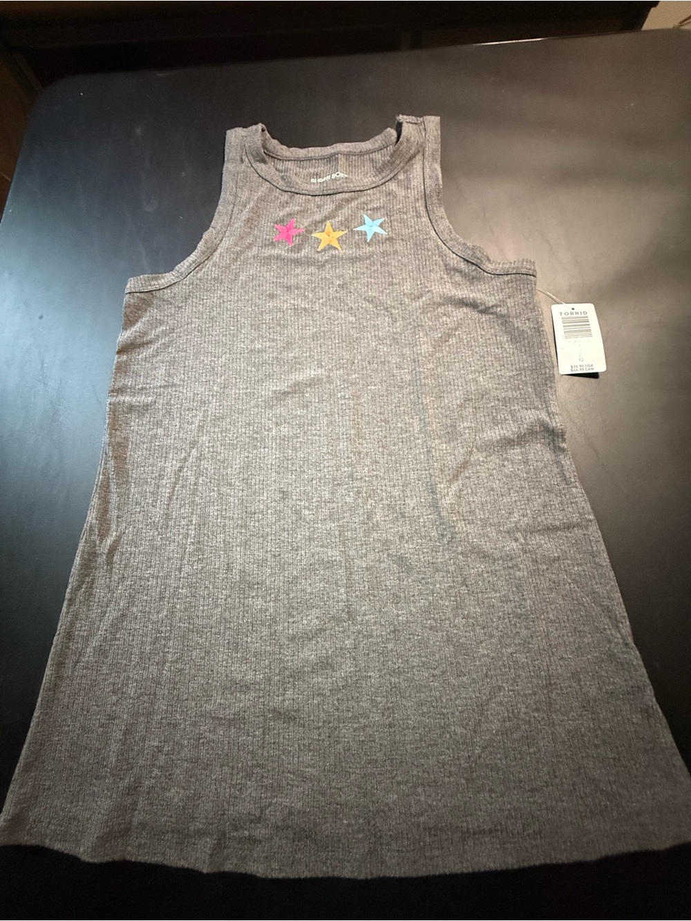NWT Torrid Gray Ribbed High-Neck Tank Top